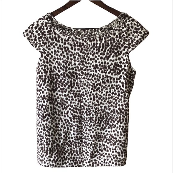 Kate Spade Brown and White Leopard Print Blouse - Picture 6 of 8